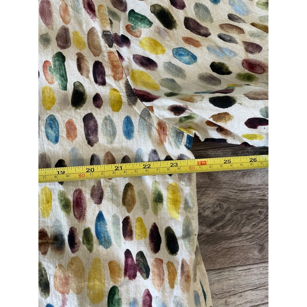 Zara Button Down Shirt Size L Multicolor Abstract Dot Short Sleeve Boho Summer - Picture 5 of 8
